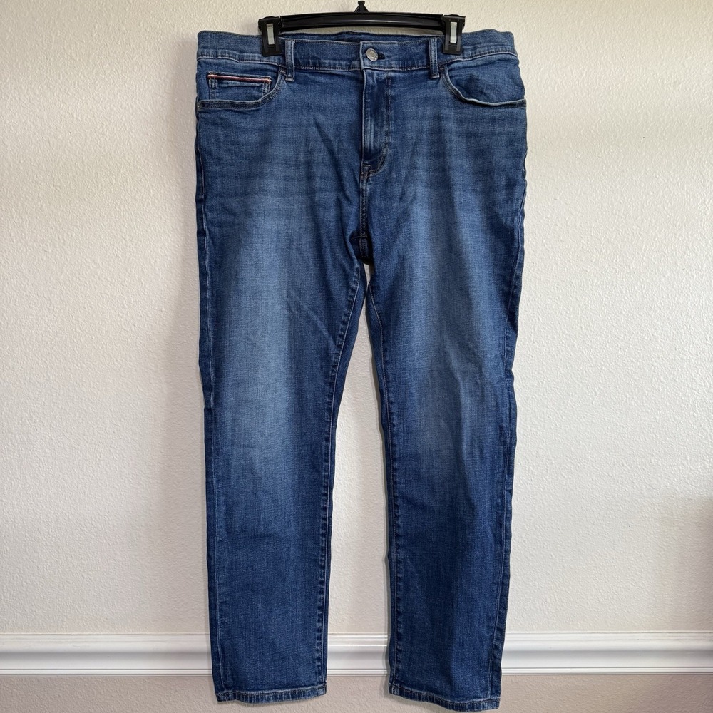 Tommy Jeans Men 36x30 Blue Slim Fit Straight Leg Med Wash Tag Hilfiger Stretch
